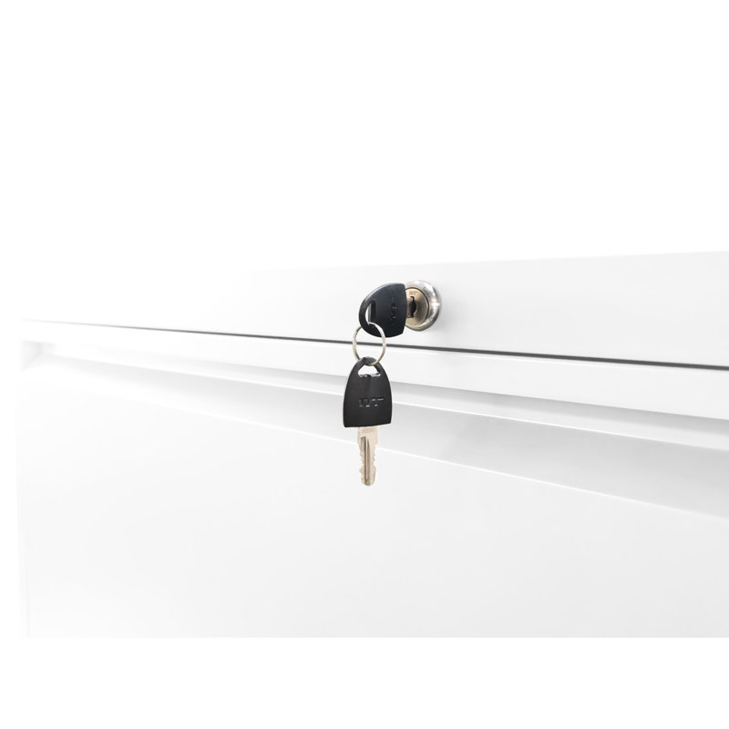 Classeur à 4 tiroirs en métal blanc, classeur verrouillable pour le bureau à domicile, rangements de tailles variées et verrous modernes fonctionnels de format légal / lettre / A4 / F4, rangement sécuritaire