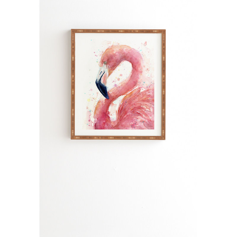 « rose flamant rose flamant rose », impression, H 20 po x l 20 po x P 2 po, Armature en bambou, Pas de tapis