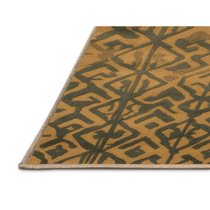 Tapis brun treillis lavable à la machine, Rectangle 7 pi x 9 pi