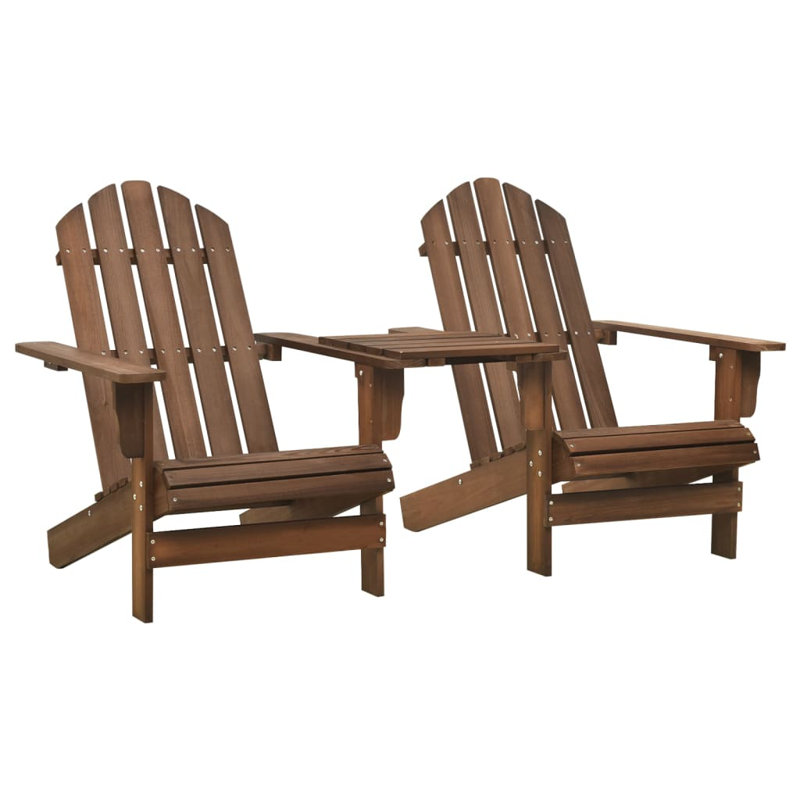 Chaise Adirondack en bois massif avec table Groom, Bois de sapin brun