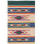 Tapis tissé à plat en jute / coton de style sud-ouest continu beige / bleu / vert-468642962