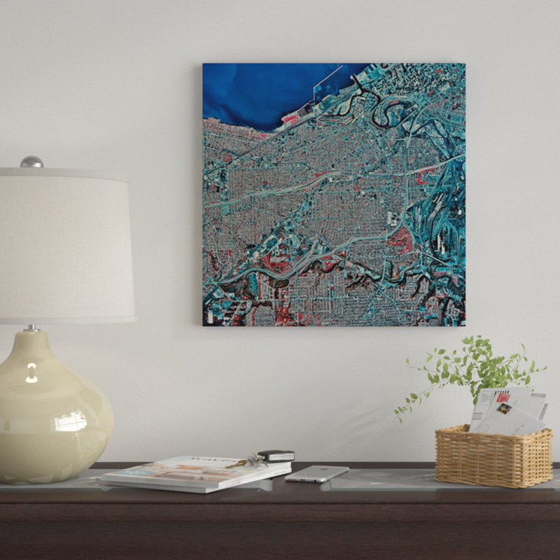 « cleveland, ohio » par stocktrek images, impression sur toile tendue, H 18 po x l 18 po x P 1,5 po, Toile avec cadre noir