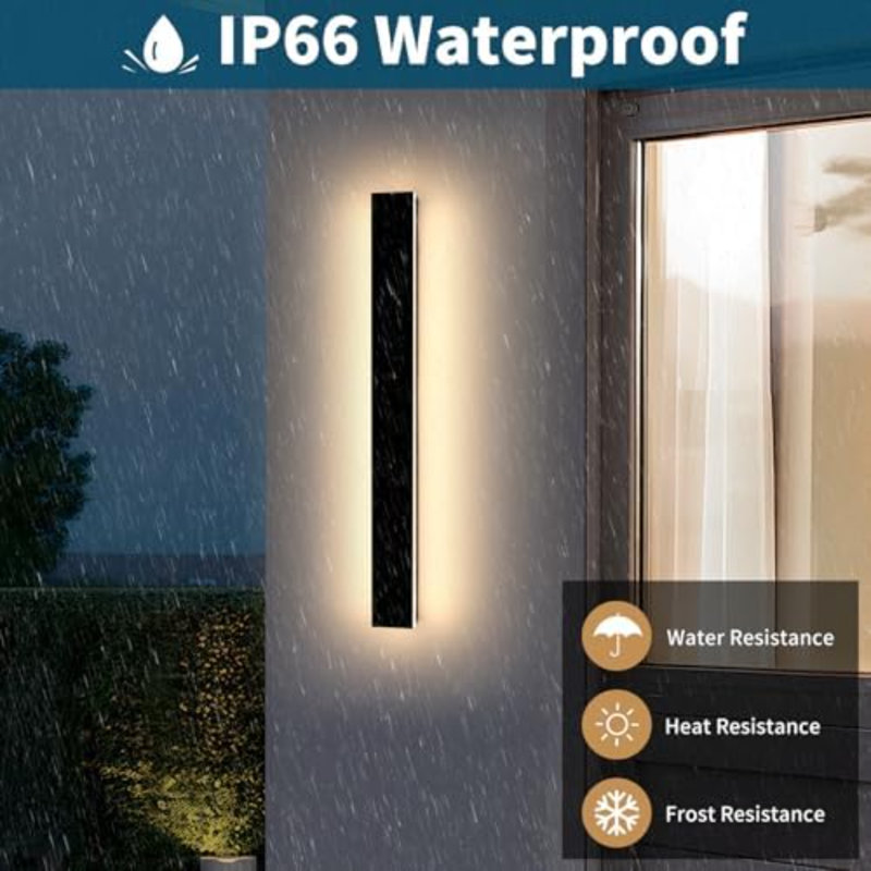 Applique murale d'extérieur moderne de 39 po, applique murale d'extérieur linéaire à intensité variable 3000K-6000K, IP65 imperméable, long luminaire extérieur à DEL noir pour garage de garage avec télécommande