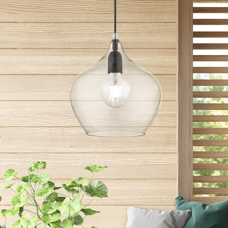 Luminaire suspendu géométrique à 1 lumière Donivin, Noir / nickel brossé