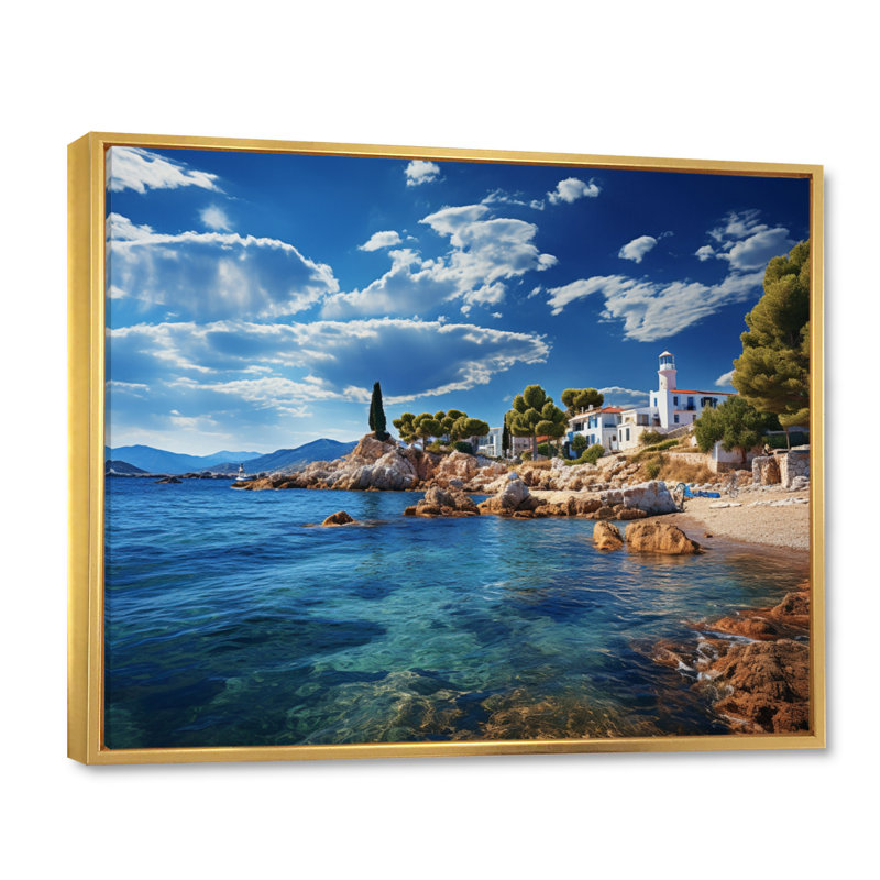 Tove Grèce Saronic Serenade I sur toile, H 30 po x l 40 po, Cadre flottant doré