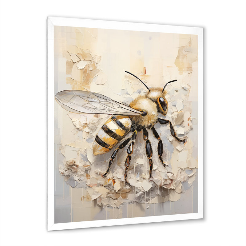 Minimalisme «Buzzing Bee I» sur toile, H 40 po x l 30 po x P 1,5 po, Cadre photo blanc