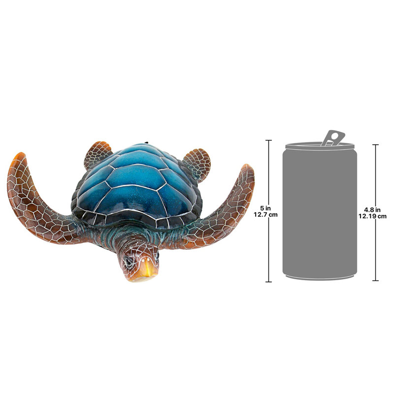 Statue de jardin tortue de mer bleue, Grand (H 5 po x l 14 po x P 13,5 po)