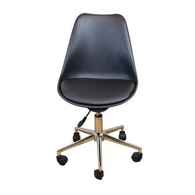 Active Task Chair with Wheels - Balance Chair for Active Sitting, Armless Rolling Office Chair, Height Adjustable, Black 