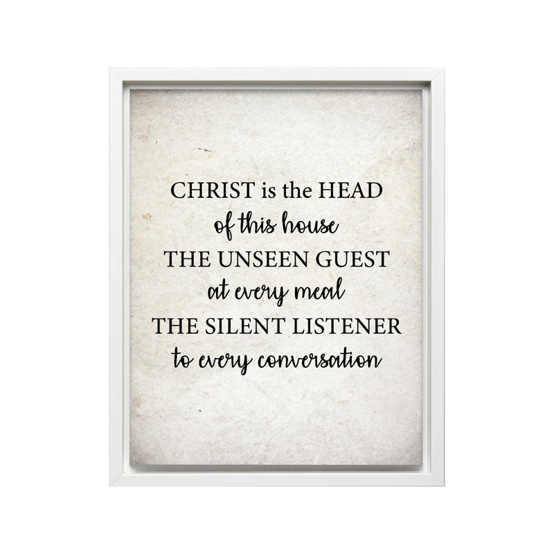 Le Christ est le chef de cette maison, Canevas, Encadrement blanc, H 16 po x l 20 po