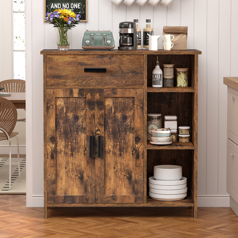 Armoire de rangement avec tiroir et portes, Brun rustique