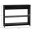 Console de couloir, noire avec tiroir extra large et 2 tablettes ouvertes, structure en lattes de bois pour le rangement de la table moderne, ornement de salon