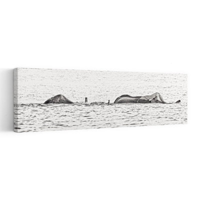 Wild Elephants Swimming Contemporary Wall Art
