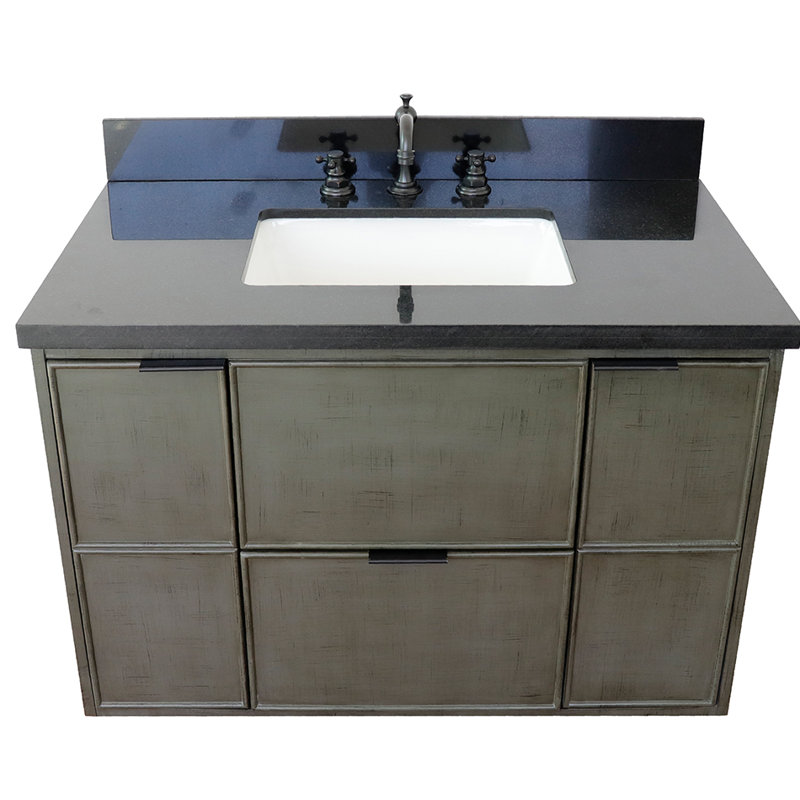Ensemble de meuble-lavabo simple mural 37 "37", Noir galaxie