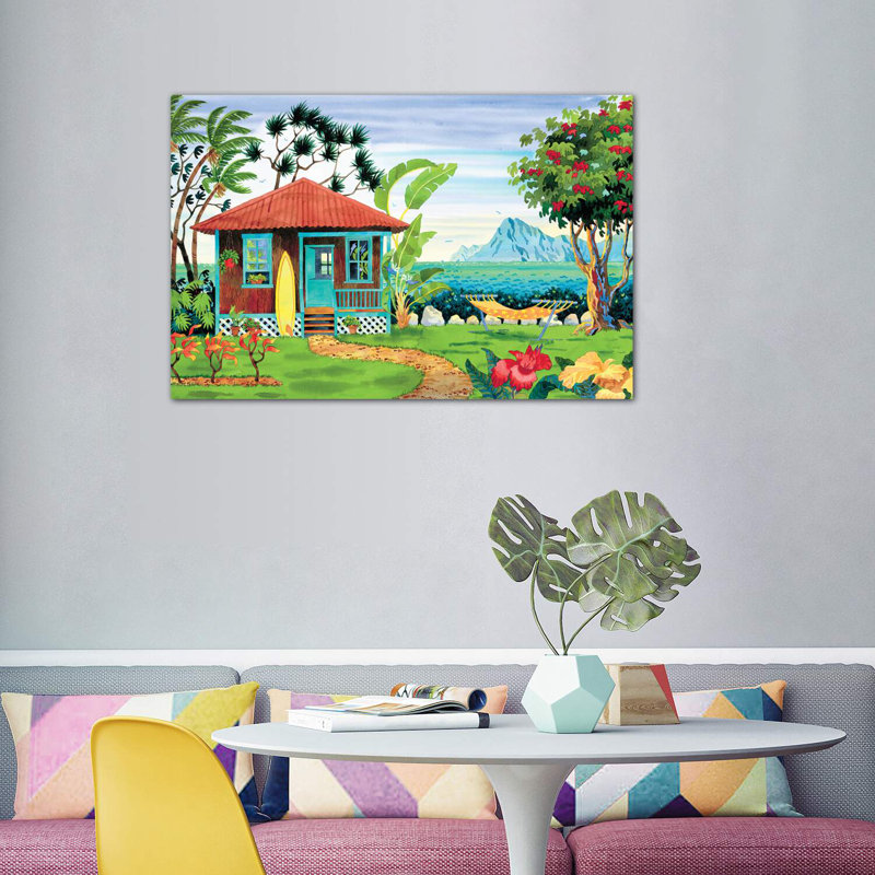 «The Beachhouse» par Robin Wethe Altman - reproduction d'art, H 40 po x l 60 po x 1,5 po, Toile tendue