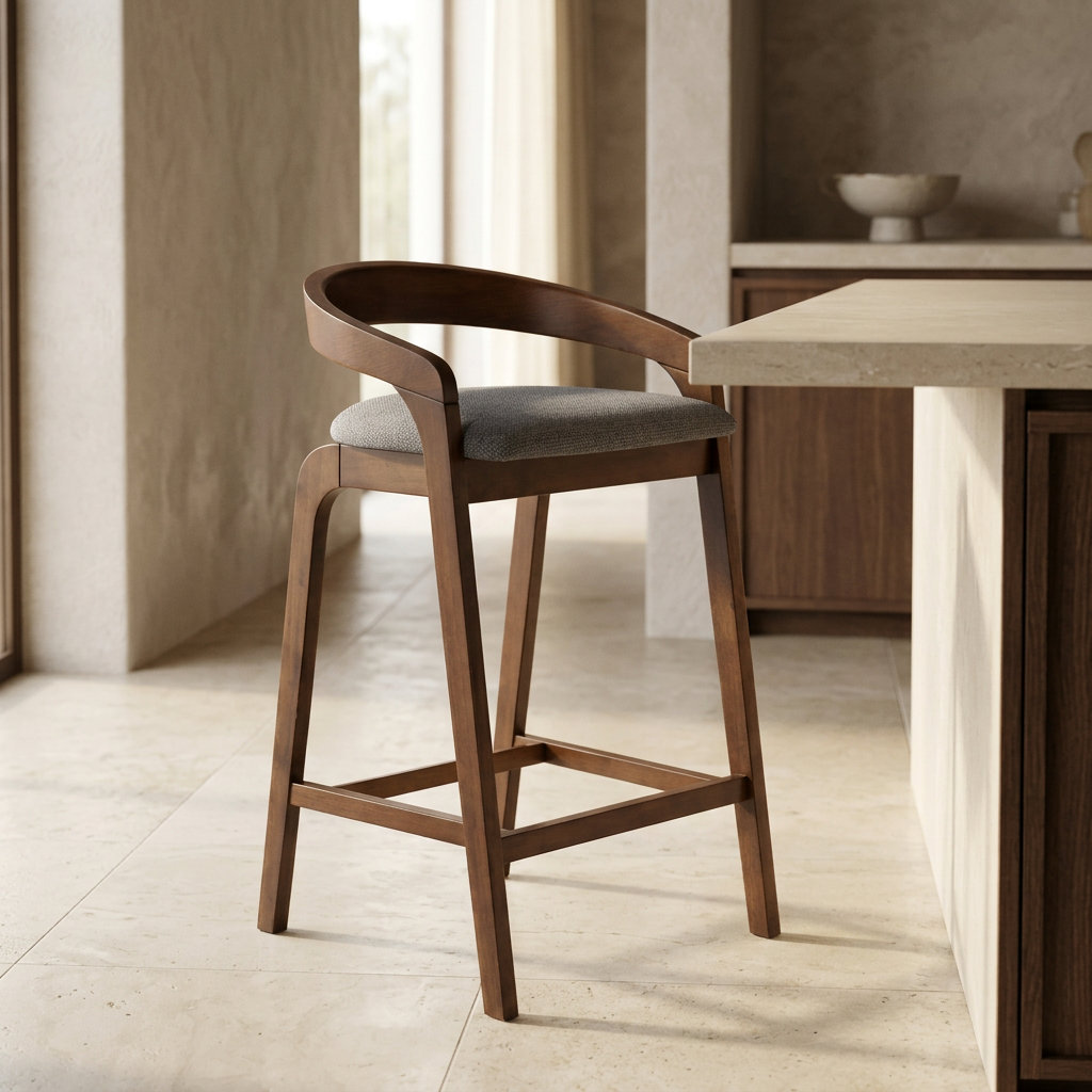 Piera Upholstered 27.36'' Counter Stool, Walnut