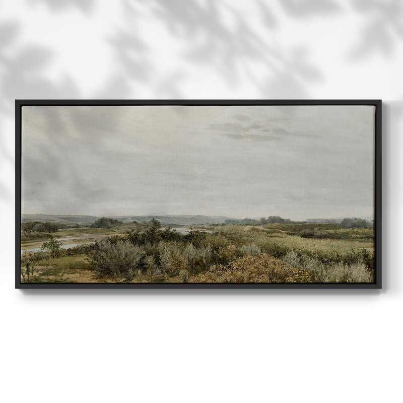 Série paysage - MCXIV - Toile tendue avec châssis, prête à accrocher, H 25 po x l 49 po, Noir