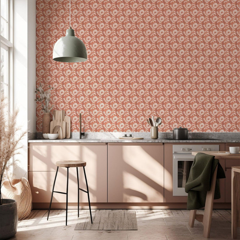 Woodland Bloom - Floral Wallpaper, Porcelain, Faux Grasscloth
