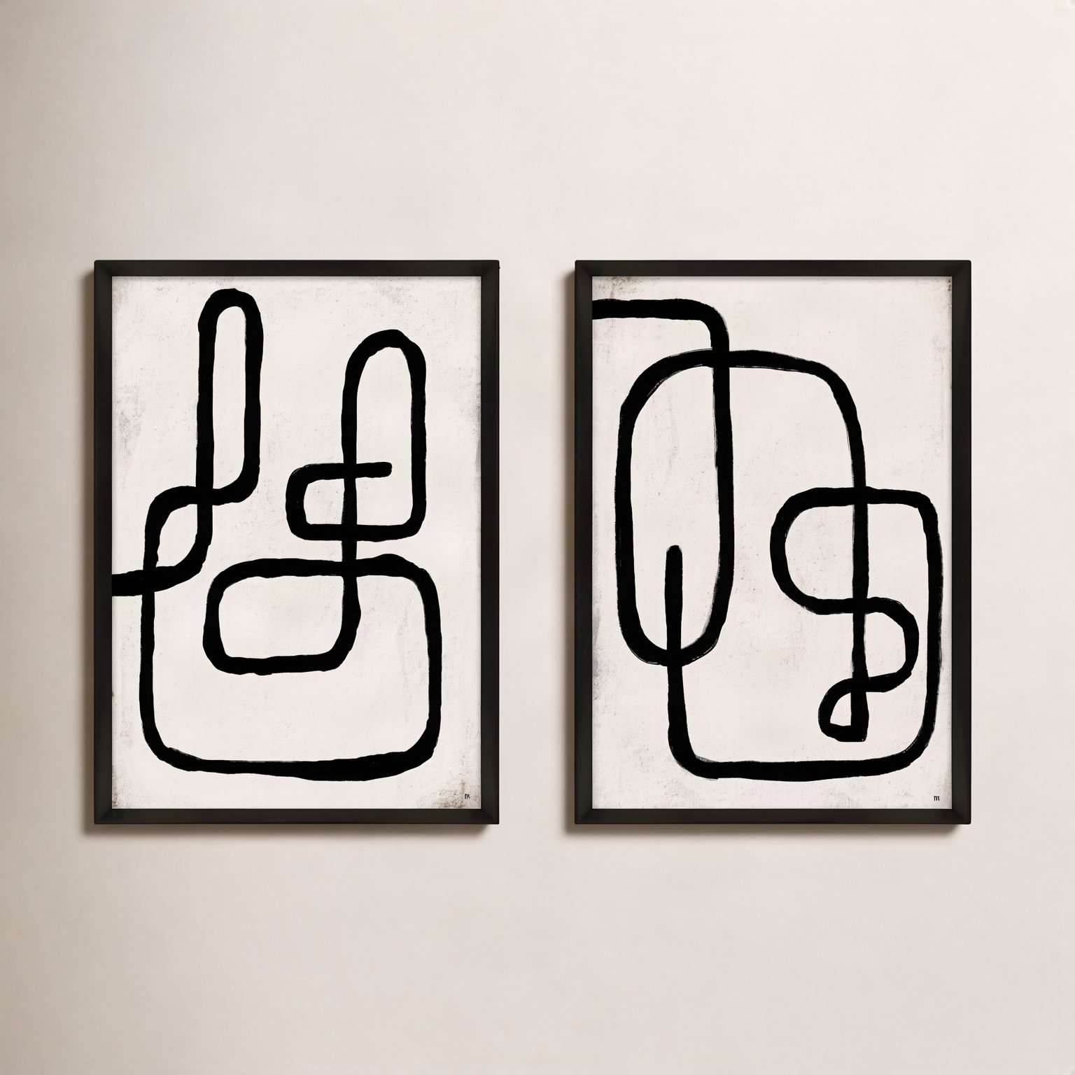 Linework by StudioM, Black Framed Paper, 30" H x 42" W x 1.25" D