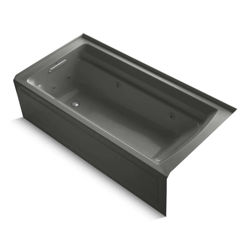 Archer Alcove 72" x 36" Whirpool Bathtub, Thunder Gray, Left