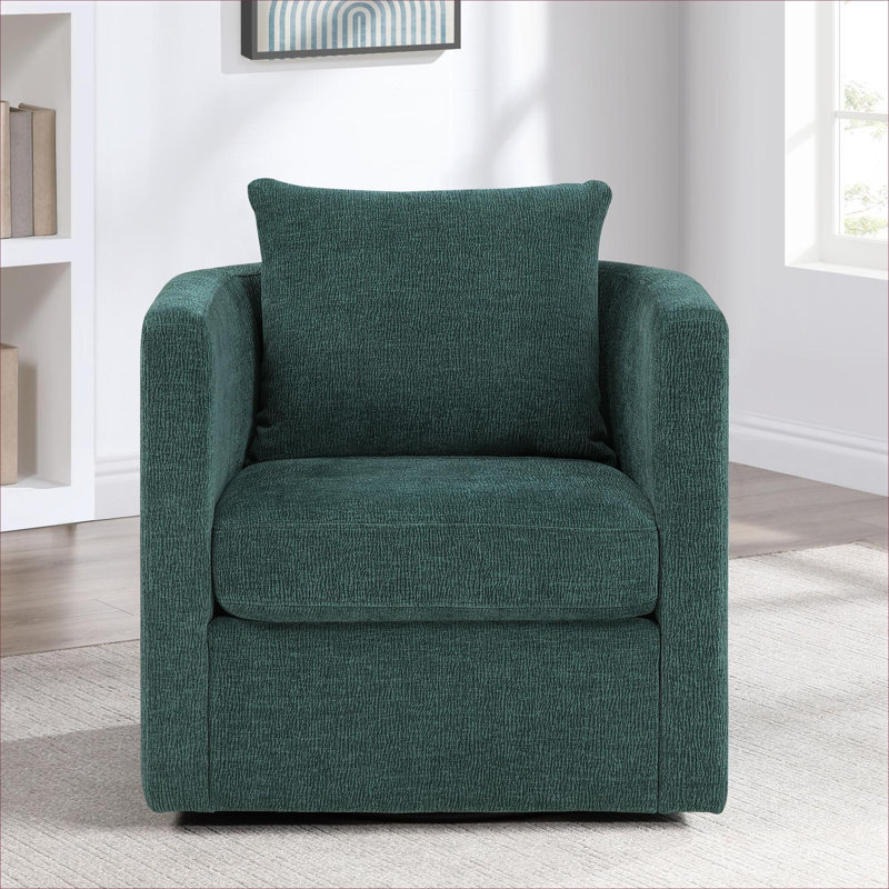 Fauteuil d'appoint compact pivotant à 360 degrés à simple siège, siège rembourré en tissu doux pour les espaces de vie à la maison