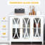 Buffet blanc, avec 3 portes en verre trempé, tablette réglable, buffet pour la salle à manger, buffet pour le bar du salon, armoire blanche, rangement polyvalent