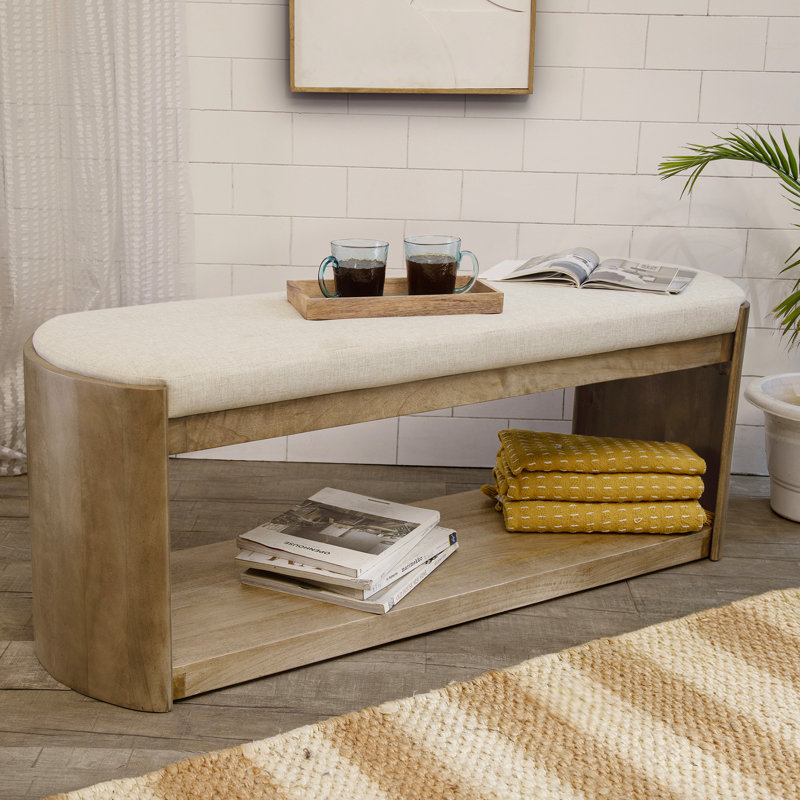 Banc de rangement en bois massif Noah, Chêne