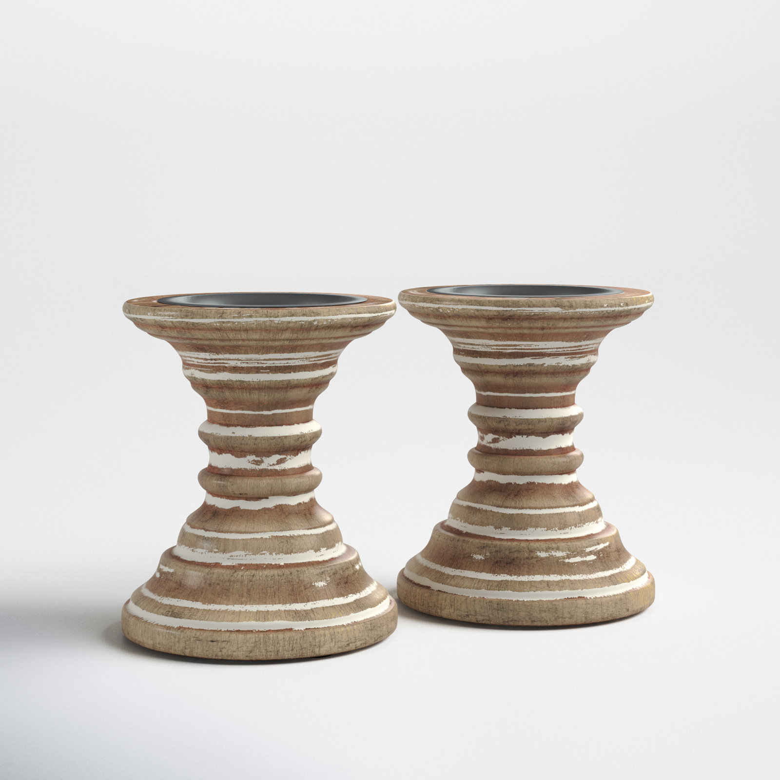 2-Piece Wood Candlestick Set