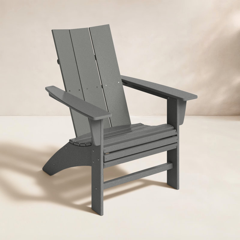 POLYWOOD Modern Curveback Adirondack Chair, Slate Gray