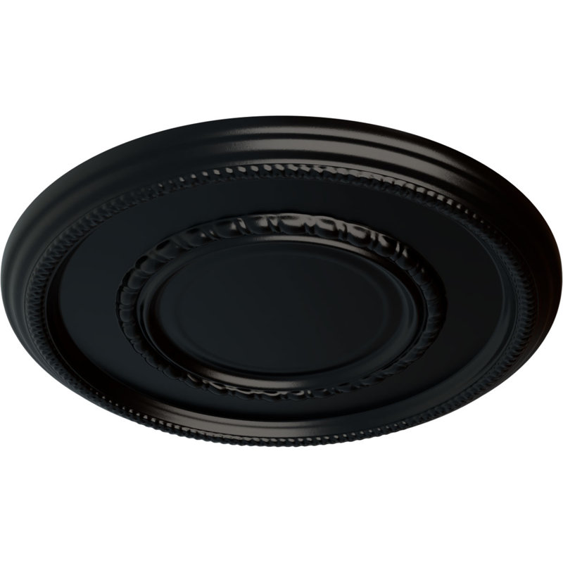 Endurathane Federal Roped Large Ceiling Medallion, 17 3/8"OD x 1 1/8"P (Fits Canopies up to 7 3/4"), Hand-Painted Jet Black Finish