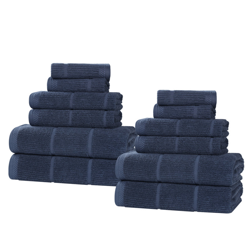 Ensemble de serviettes de bain 12 pièces Milo Smart Twist Viscose, Ensemble de 12 serviettes, Marine