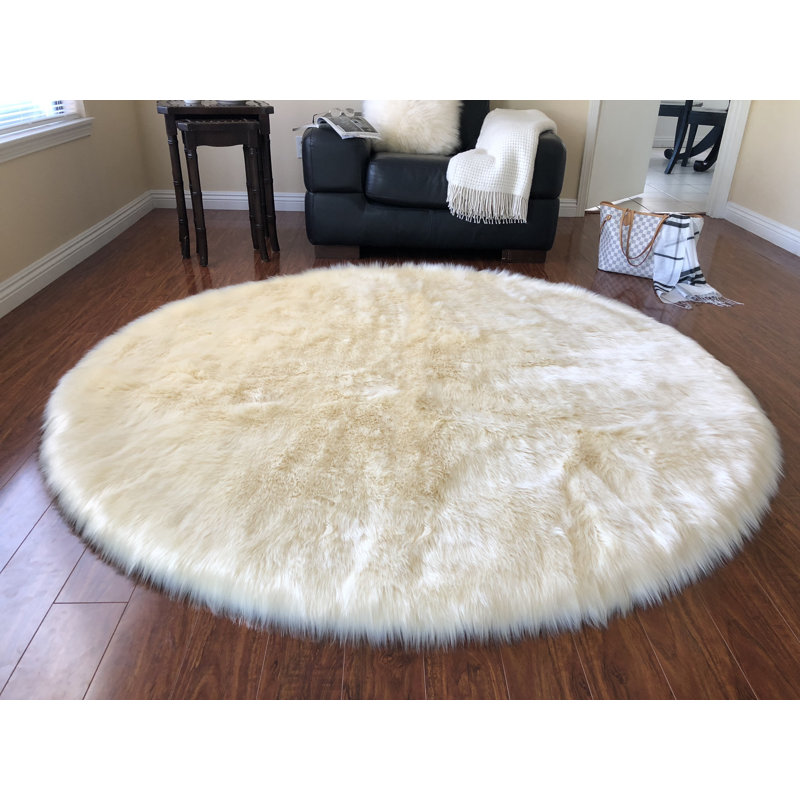 Tapis crème foncé luxueux Wieland, Rond 4 pi
