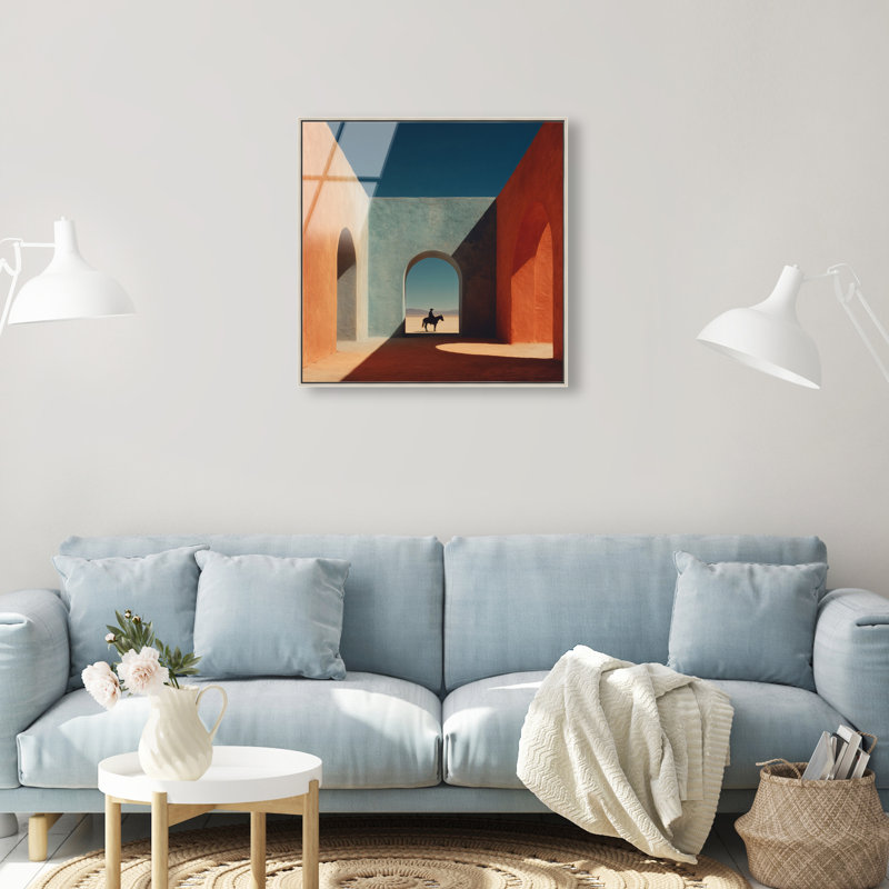 Cobalt Frontier High-Gloss Frameless Acrylic Glass Wall Art Americana Print by Oliver Gal, Ready to Hang, 12 x 12