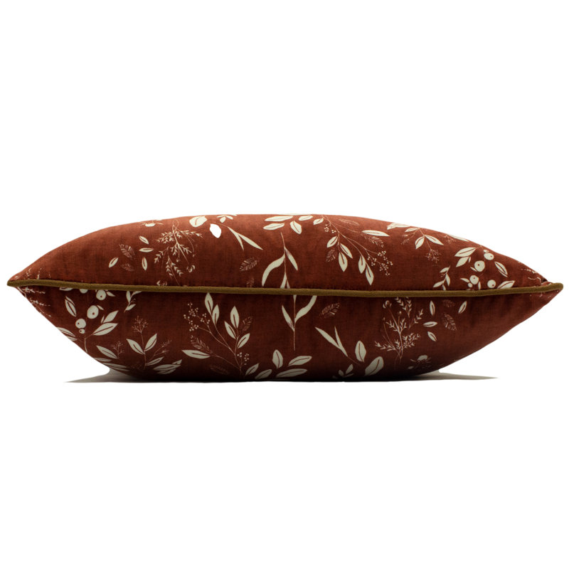 Floral Orange Square Cushion, Brick