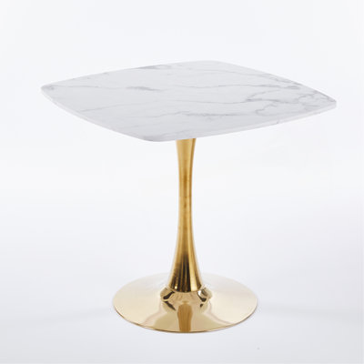 31.5INCH DINING TABLE WHITE AND GOLDEN