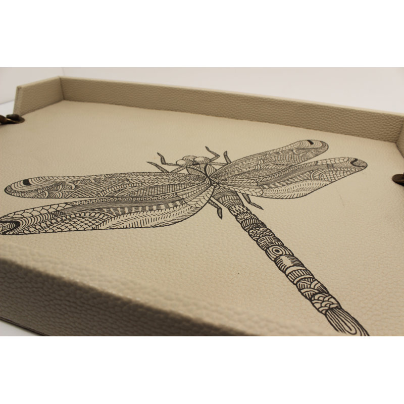 Black Dragonfly 18" Rectangular Serving Tray