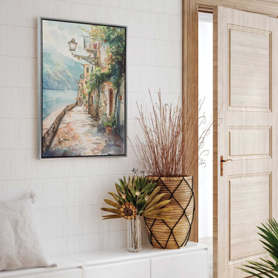 «Coastal Greeting V2», reproduction d'art encadrée sur toile par Azure Artisanal Studio