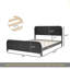 Structure de grand lit avec tête de lit, lit plateforme en bois avec support à lattes de bois, conception silencieuse, aucun sommier tapissier requis, assemblage facile, noir-131449486-131449487