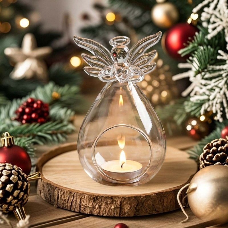 Verre chandelier transparent Noël Saint Valentin décoration romantique aux chandelles Centre de table décoration de Noël ornement cadeau