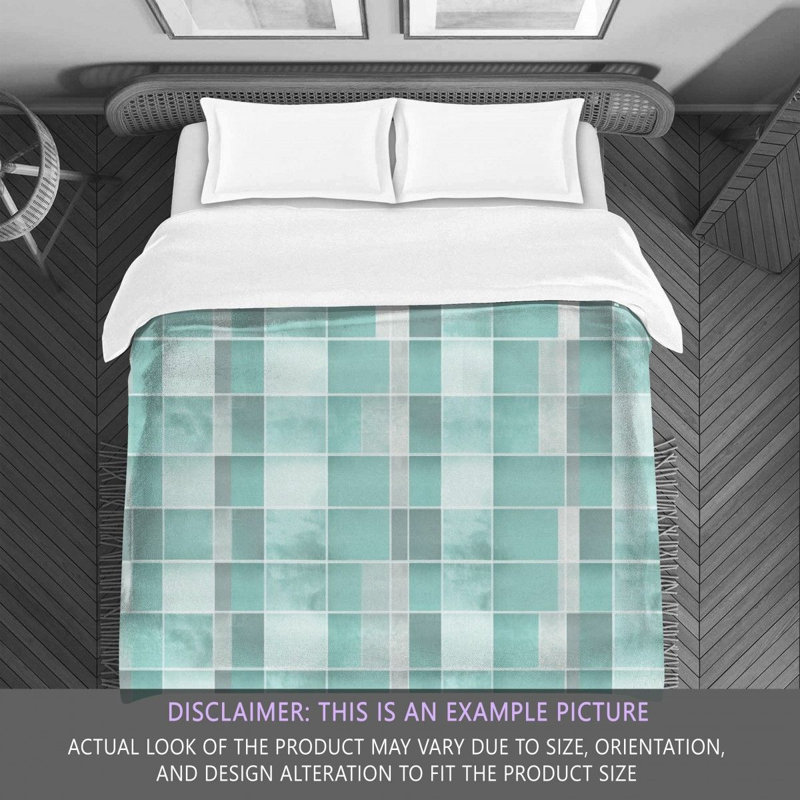 Checkered Comforter, Twin Extra Long Comforter, Silver/Turquoise Checkered