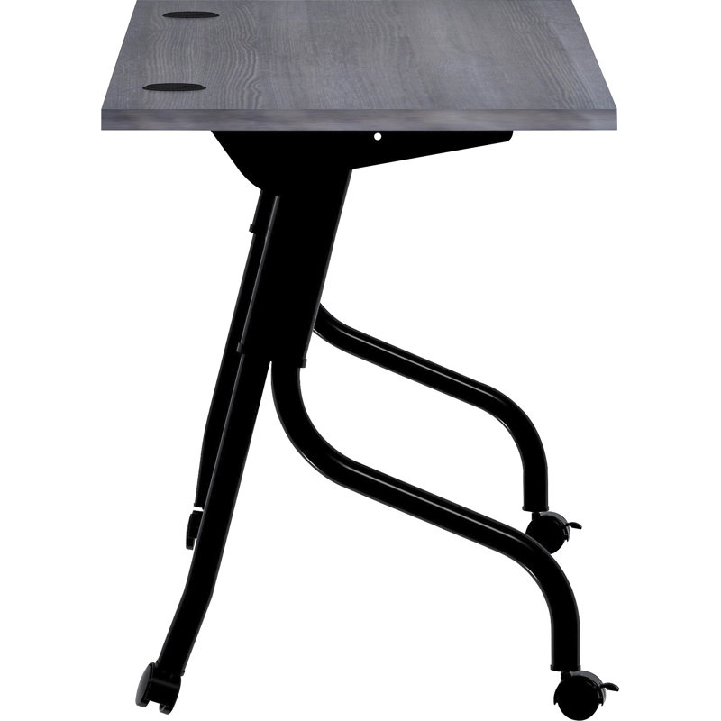 Charcoal and Black Flip-Top Training Table with Casters