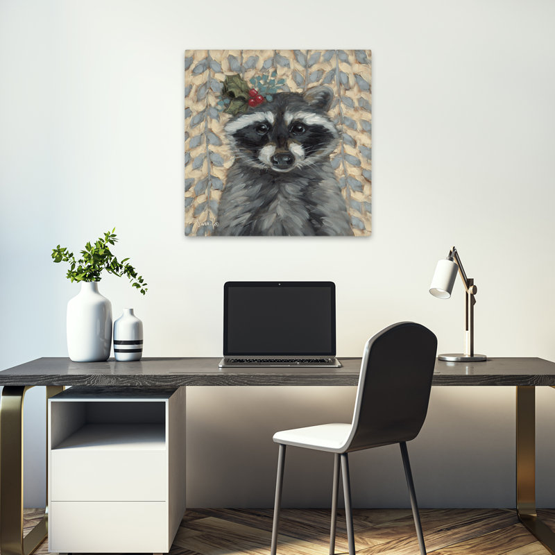 Holly jolly raton laveur contemporain, H 18 po x l 18 po