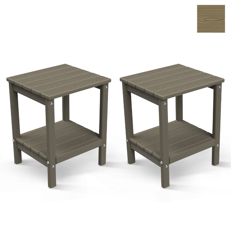 HDPE Outdoor Adirondack Side Table, Beige