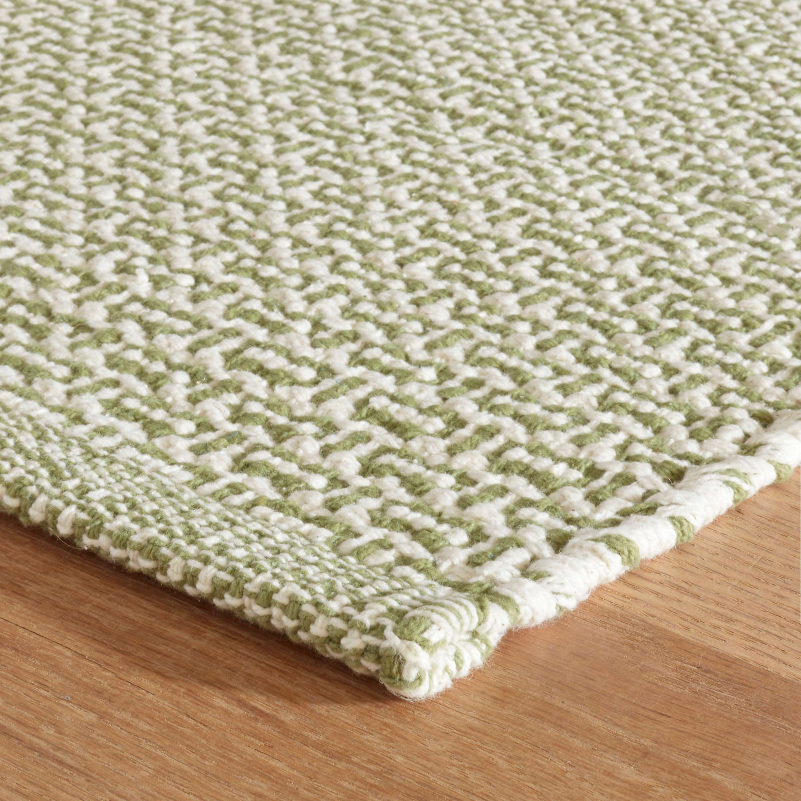 Miss Muffet Olive Hand-Woven Geometric Cotton Rug, Rectangle 3' x 5', null