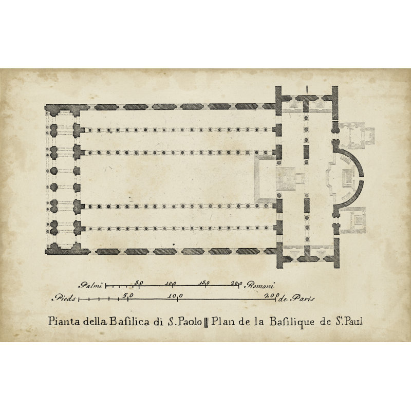 Plan for the Basilica at St. Paul's - Graphic Art, 81cm H x 122cm W, Wrapped Canvas