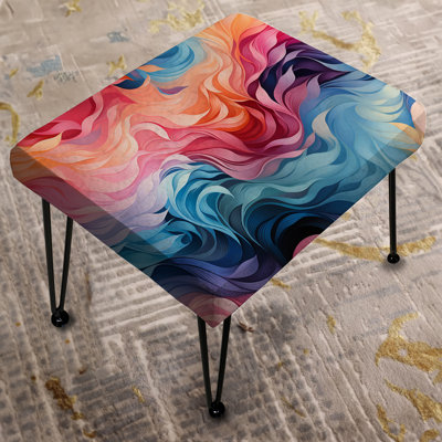 Pink And Blue Electric Swirls Infuse - Abstract Rectangle Ottoman