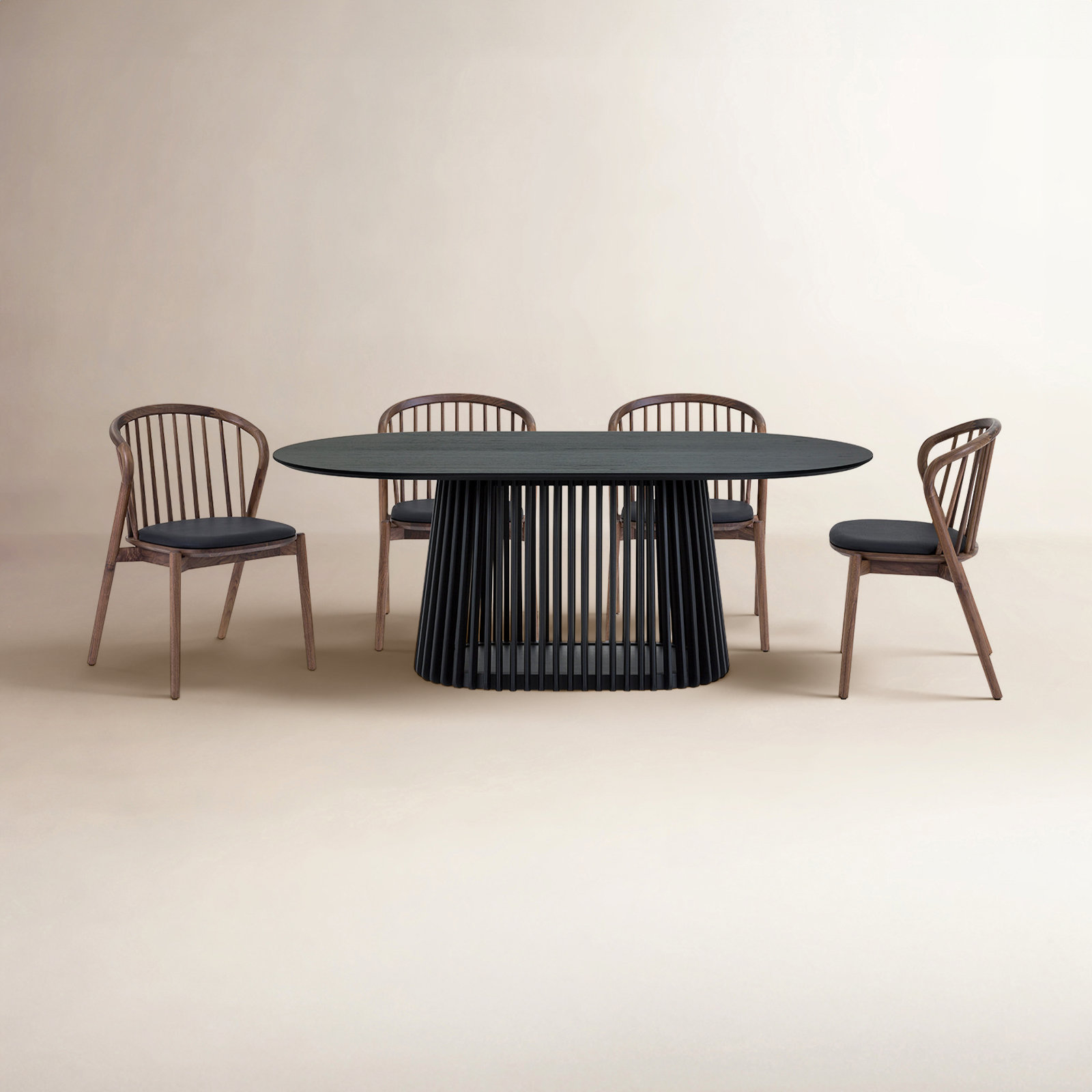 5 - Piece Extendable Dining Set, Black, Walnut