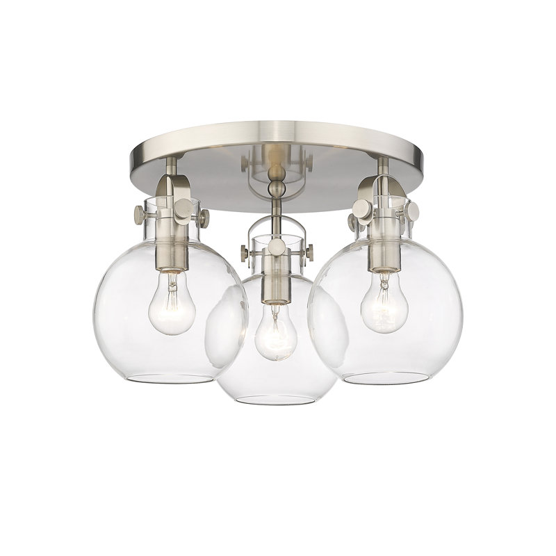 Plafonnier encastré 3 lumières Slocomb, Transparent, Nickel satiné