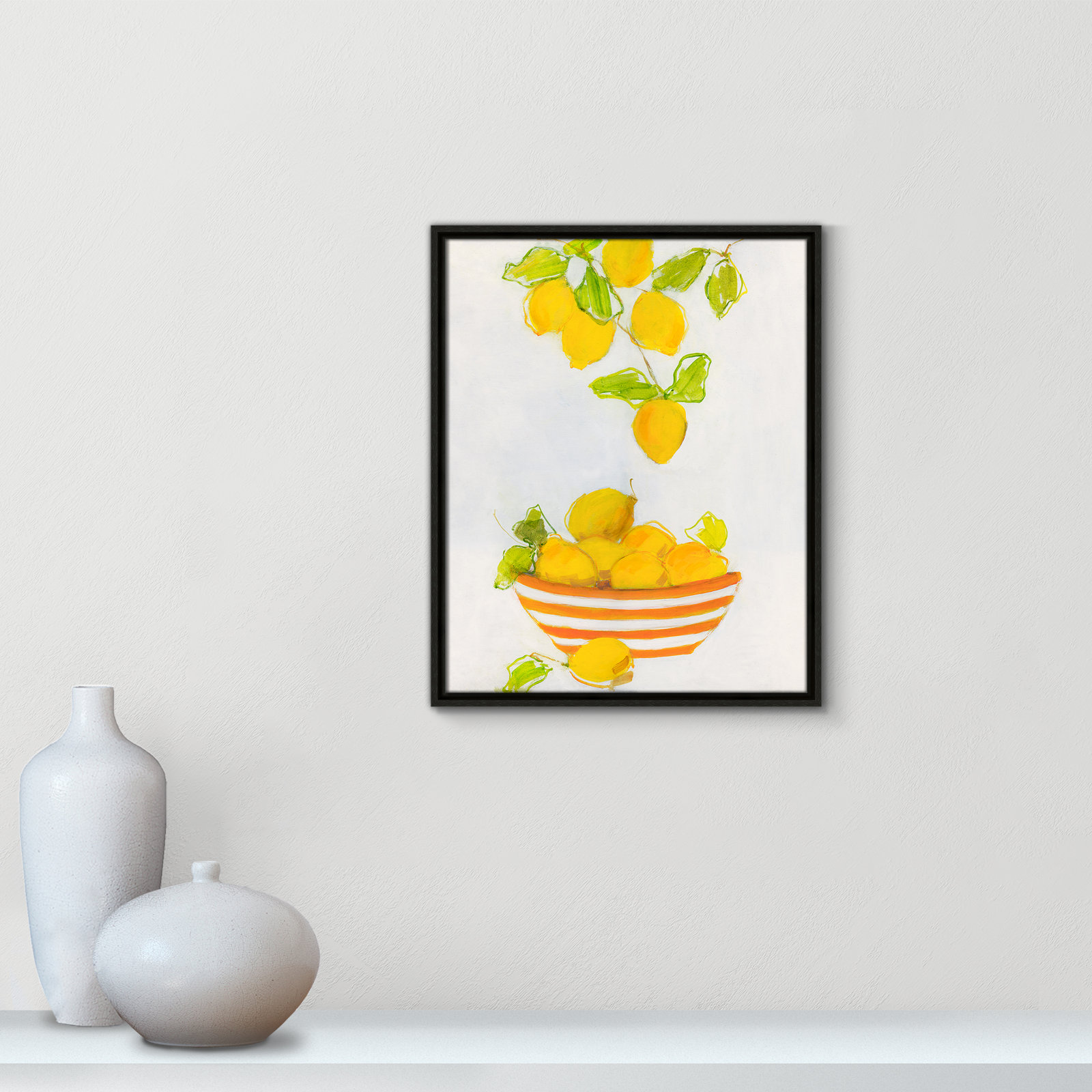 Darcy "Lemonlicious" Painting by Sally Swatland, 21.5" H x 17.5" W x 2" D, Espresso Framed Canvas