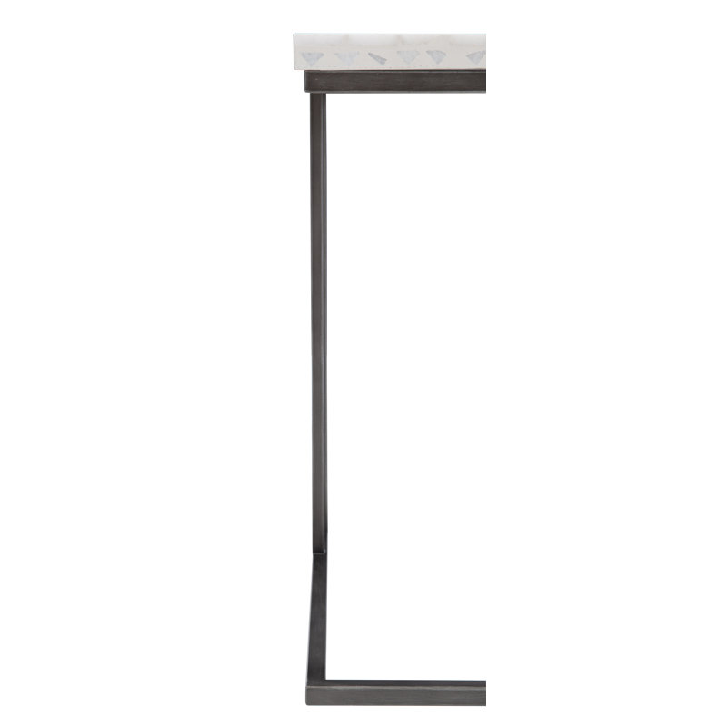 Gray Terrazzo Top Rectangular Side Table with Stainless Steel Base