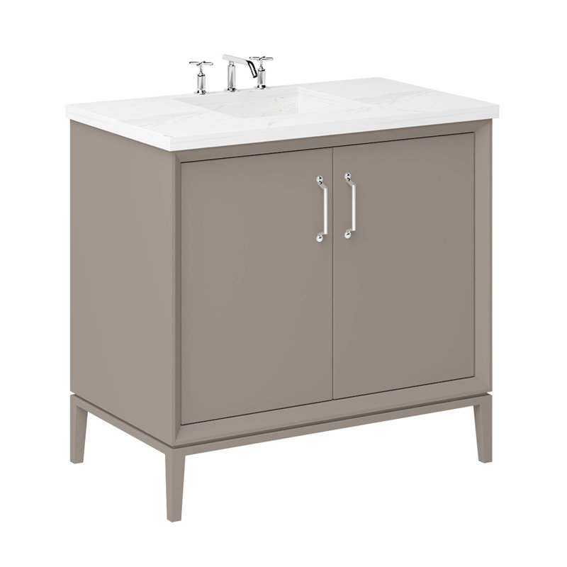 Alexandra Single Bath Vanity, Polished Chrome, 36", Taos Taupe
